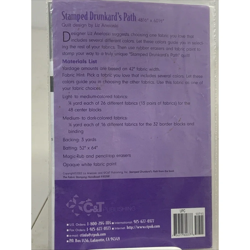Stamped Drunkard's Path Quilt Pattern Liz Aneloski 48.5x60.5 Craft